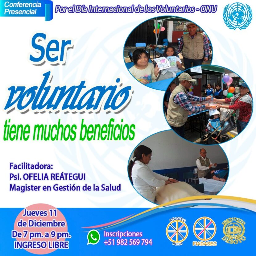 Conferencia SER VOLUNTARIO TIENE MUCHOS BENEFICIOS